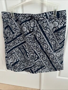 Karen Scott Navy and White Printed Skort